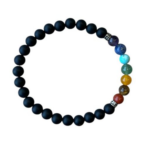 Onyx Armband mit Chakra-Perlen