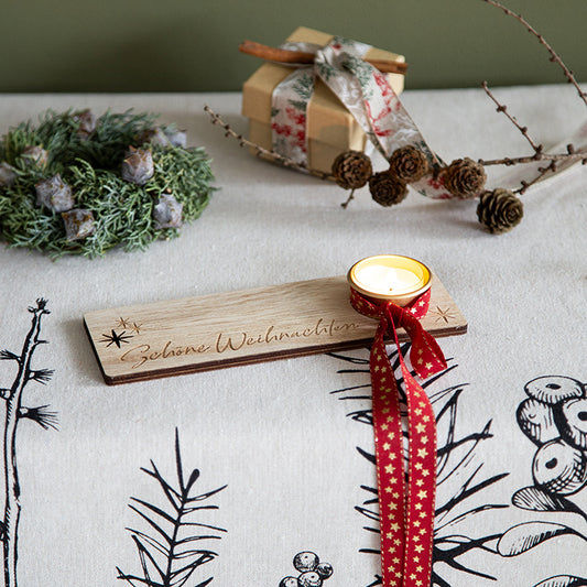 Holz-Kerzentablett "Schöne Weihnachten"
