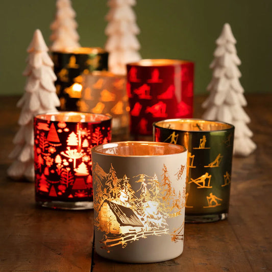 Windlicht "Winterwald" weiß