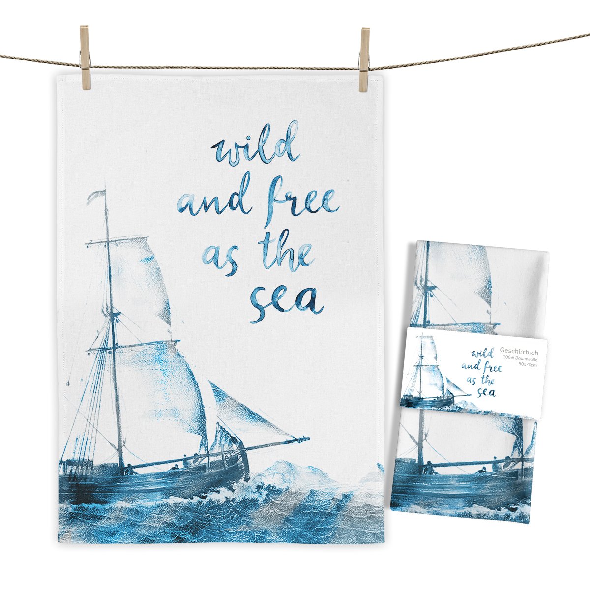 Geschirrtuch "Wild and free as the Sea"