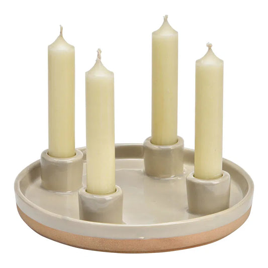 Adventskranz aus Keramik / natur