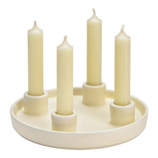 Adventskranz aus Keramik / Weiß