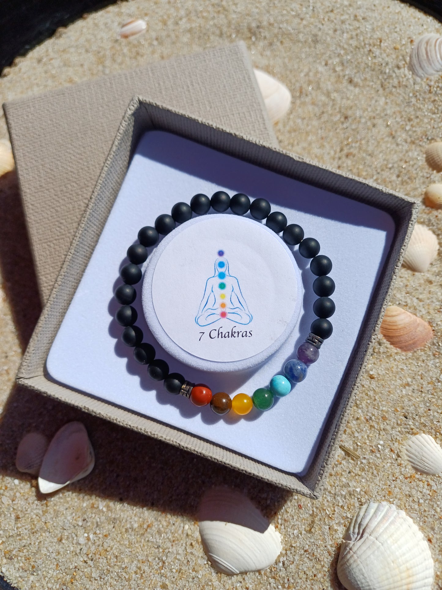Onyx Armband mit Chakra-Perlen