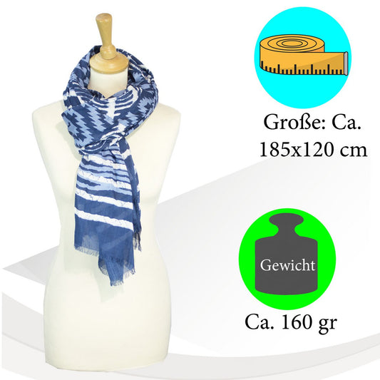 Schal Indigo/Weiß im Streifendesign