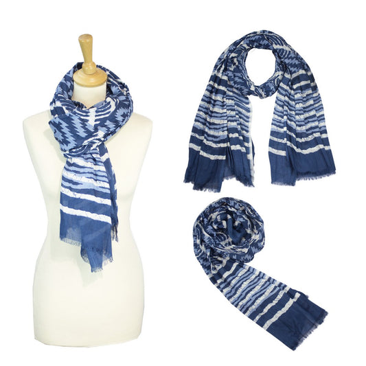 Schal Indigo/Weiß im Streifendesign